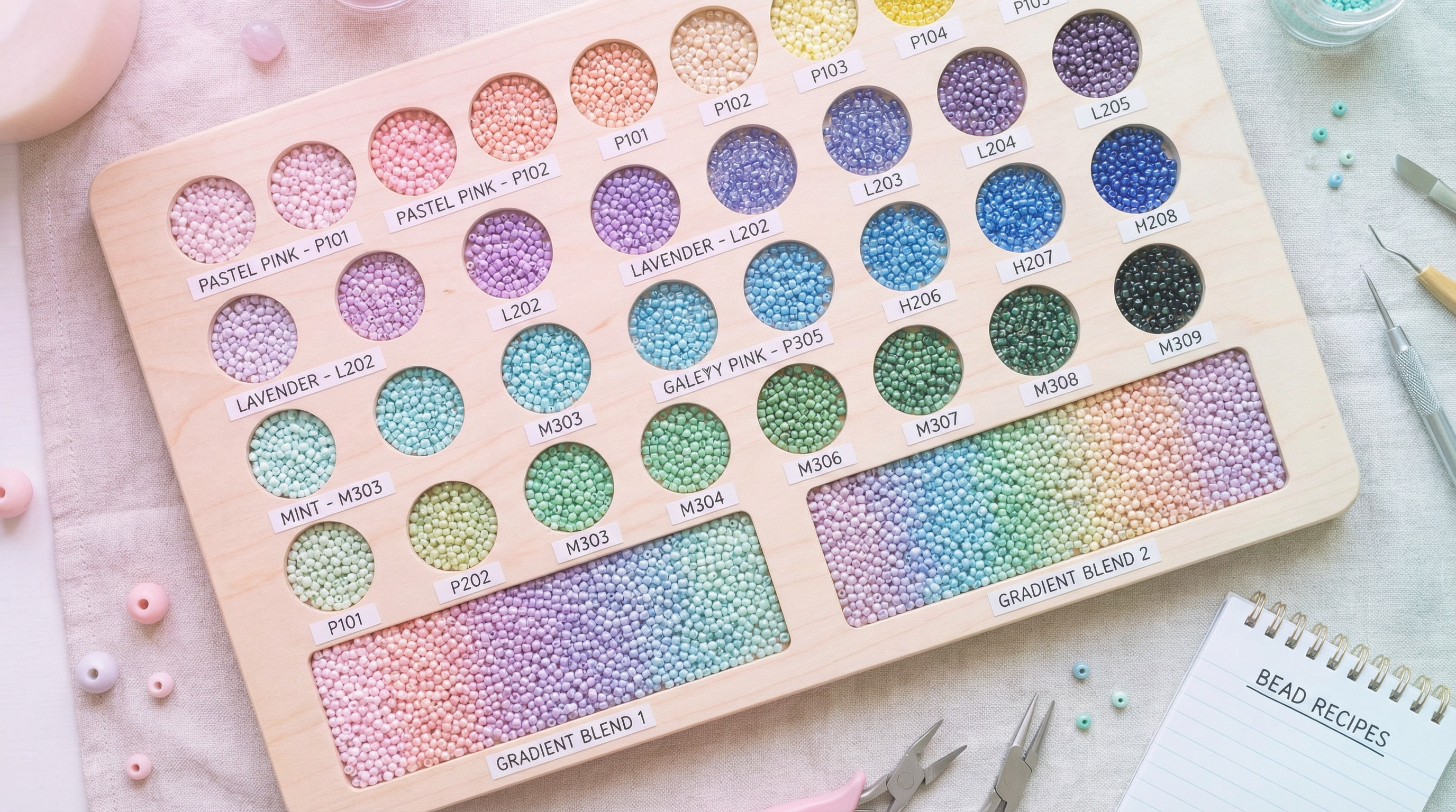 Bead color palette board illustration